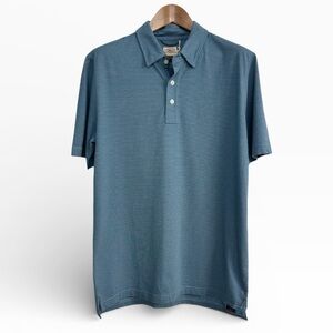 NWT Faherty Movement Polo Shirt, River Water Blie Stripe, Medium